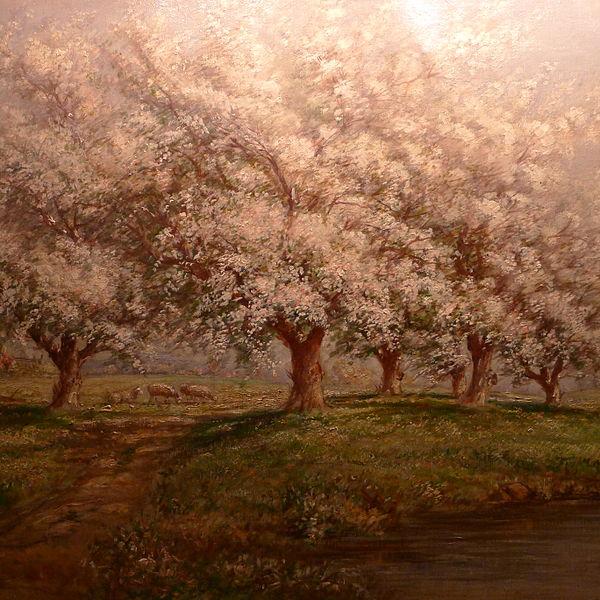 Verner Moore White Typical Verner Moore White oil painting on canvas of apple blossoms oil painting image